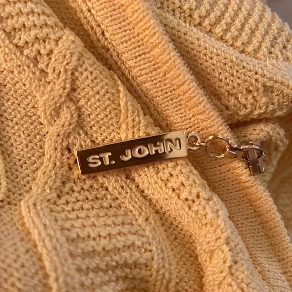 St. John by Marie Gray Women’s Buttery Yellow Hooded Cardigan Sweater Jumper M - Picture 11 of 16